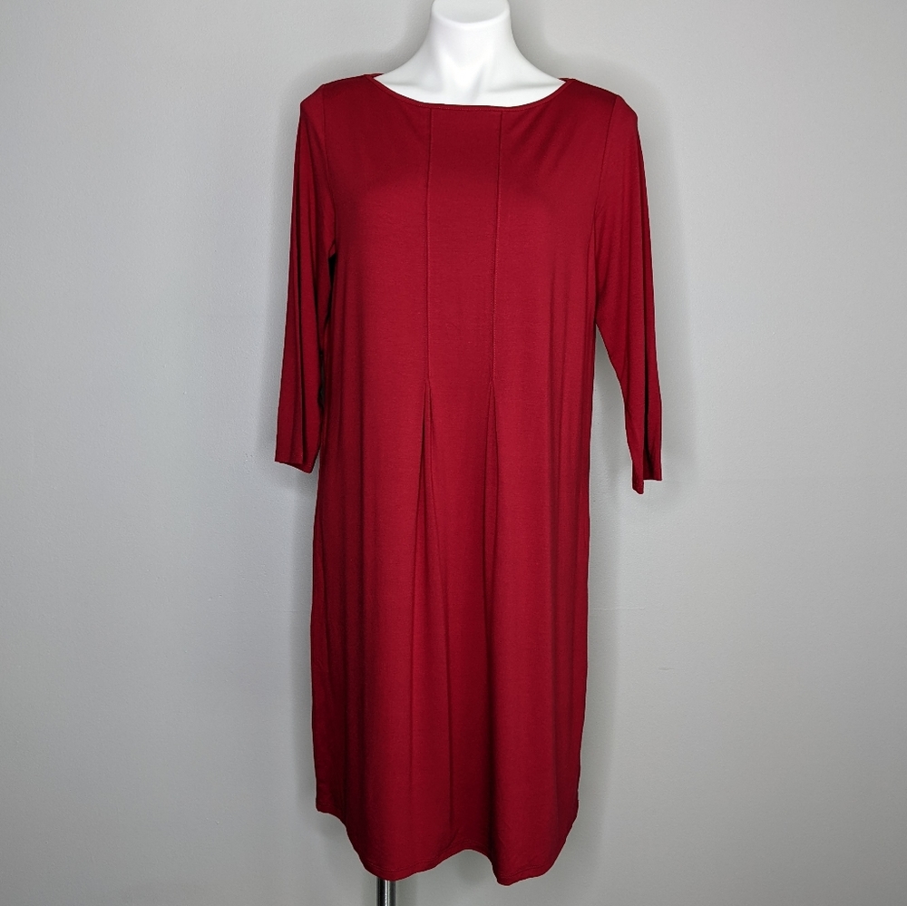 J. Jill Red Long Sleeve Shift Dress
